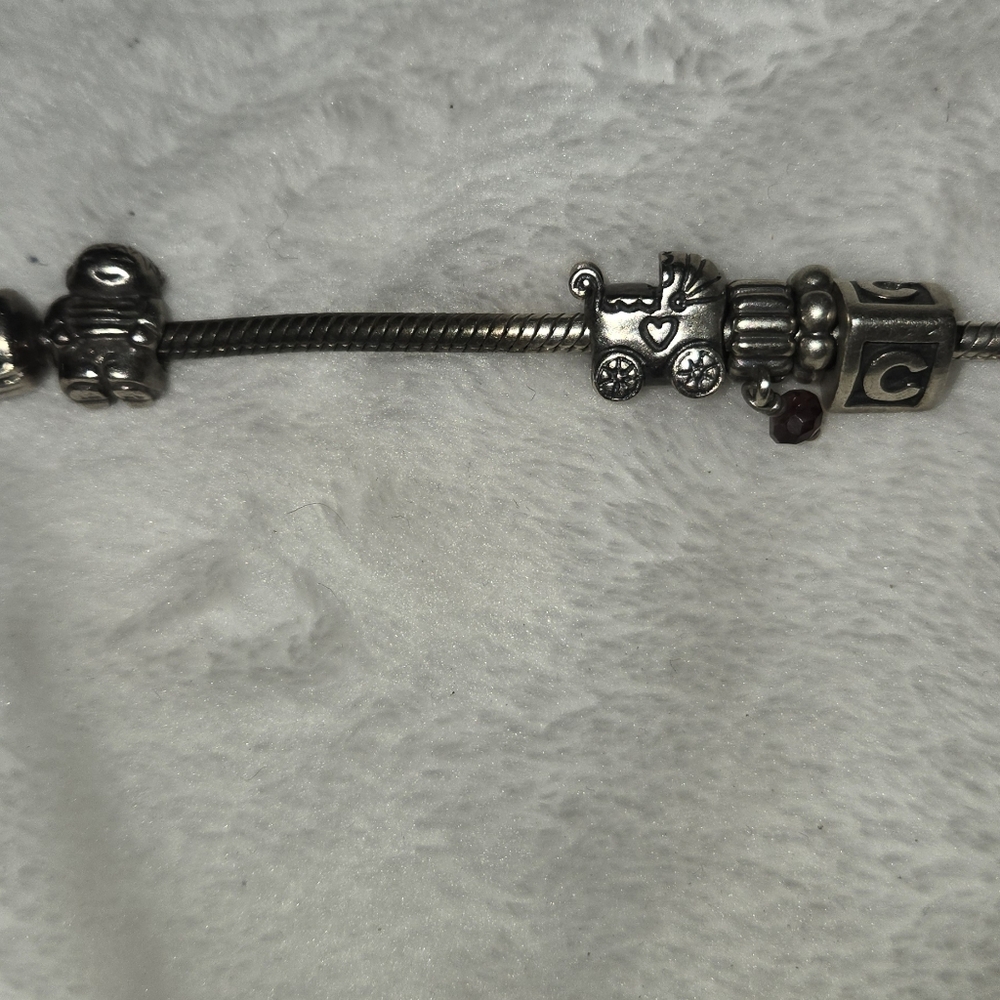 Pandora Charm Bracelet Lot 925 ALE Sterling + 4 Two-Tone Charms 16 Pieces - Picture 4 of 5